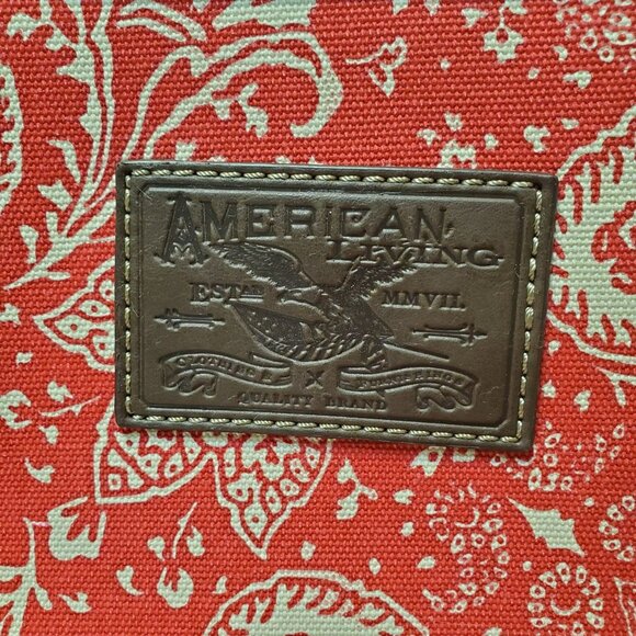 American Living Mackenzie Luggage Tote Bag Red Paisley Print Canvas Faux Leather - Picture 8 of 15